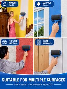 Multi-Function Roller Brush Set (1 Set) - Includes Roller Brush And 3-Section Extension Pole; High-Density Roller Brush Cover Ensures Even Application. Suitable For Latex Paint And Wall Paint, Easy To Operate. Perfect For Wall Repair And Living Room Painting. - Multiple Styles and Colors - View 5