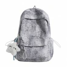 2 Pieces Set Cute Star Print Tie Dye Backpack With Plush Charm, Large Capacity Lightweight School Bag For Teen Girls, Casual Daypack For Travel Campus Daily Use - Single Pack + Pendant - View 15