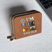 Vintage 90s Telephone Print Card Holder Lightweight Wallet, Suitable For Women's Daily Use, Double Zipper Mini Wallet/Coin Purse/Card Holder - Multicolor - View 13