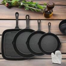 Vintage Cast Iron Skillet Cookware Kit, Versatile Grill & Fry Pans For Steak Egg Meats Cooking - View 12