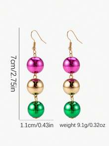 Colorful Ball Drop Dangle Earrings For Women 3 Tier Multicolor Bead Statement Long Earrings Party Holiday Ear Jewelry - Multicolor - View 7