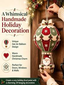 Christmas Hot Air Balloon Hanging Decor DIY Set, 3D Hanging Decoration, Christmas Home Decor Handmade Craft, Suitable For Christmas Tree, Holiday Tree Gifts And Family Fun Activities - Multicolor - View 3