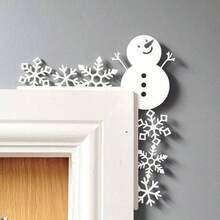 1pc White Wooden Snowman Snowflake Door Frame Corner Decoration, Cartoon Smiling Snowman Hollow Snowflake Design, Suitable For Room Door, Entryway, Fireplace, Door Lintel Christmas Scene Decoration, Simple Elegant Holiday Soft Decor Hanging Ornament, Great Gift For Christmas Family Gathering - Multicolor - View 10