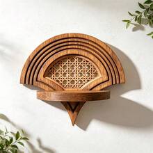 Sunburst Shelf - Fan Pattern Shelf - Rattan Caning Shelf - Arch Shelf - Art Deco Wall Decor - View 3