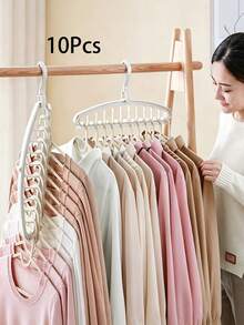 10pcs Clothes Hanger, Multi Hook Space Saving Closet Organizer With Vertical Hanging Design, Multifunctional Garment Storage Rack For Clothes, Wardrobe, Bedroom, Laundry Room, Home Organization, Travel Storage, Practical Household Gift - Multicolor - View 11