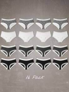 Esseday Women's Lace Patchwork Sexy Everyday Triangle Panties - Black - View 18
