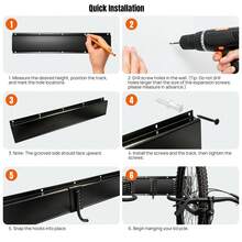 Wall Mount Bike Rack For 4 Bikes + 3 Helmets, Heavy Duty Metal Garage Storage Hanger, Space Saving Adjustable Hooks, Space Saver For Home Garage - Black - View 8