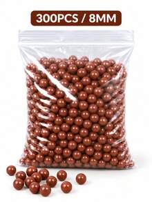 100/300/500/1000pcs 8mm Brown Round Balls, Smooth And Uniform Surface, Multiple Quantities Available, Resealable Storage Bag, Outdoor Practice Accessories - Multicolor - View 11
