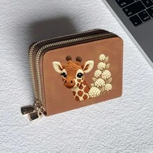 Giraffe Phone Print Card Holder, Lightweight Fashionable Women's Wallet, Suitable For Daily Use, Double Zipper Mini Wallet/Coin Purse/Card Holder - Multicolor - View 13