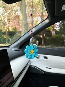 Creative Flower Car Hanging Ornament, Rearview Mirror Hanging Decoration, Car Interior Hanging Accessory, Car Rearview Mirror Decorative Pendant - A - View 9
