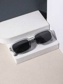 RENNES 1 Pc Men Basic Casual Rectangular Fashion Glasses, Lightweight Solid Color PC Frame Black Lens For Guys Streetwear Daily Wear Outing With Glasses Box - Multicolor - View 7