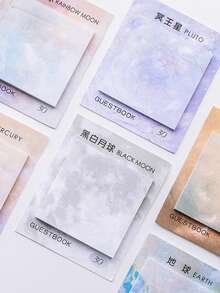 Celestial Theme Planet Sticky Notes, Watercolor Earth, Mars, Pluto Pattern, Home Office Memo Sticky Notes, Self-Adhesive, 30 Sheets (Randomly Shipped) - Multicolor - View 5