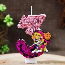 Paw Patrol Creative Dog Team Cartoon Sky Sequin Number Candles 0-9, Birthday Cake Decoration Candles Party - Multicolor - View 41
