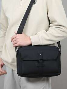 1pc New Men's One Shoulder Crossbody Bag, Minimalist Lightweight Messenger Casual Versatile Commuter Portable Small Square Bag - Multicolor - View 3