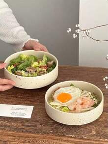 1pc Round Ceramic Plate With Ink Splatter Design, Ins Style Creative Dessert Cake Plate, Vintage Premium Salad Western Dish, Steak Plate, Pasta Plate, Suitable For Restaurant, Living Room, Diner, Kitchen - Multicolor - View 1