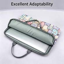 Women's Cute Cat Pattern Printed Laptop Bag/Storage Bag - Made Of Soft Fabric, Compatible With Various Laptop And Tablet Devices; Equipped With Outer Zipper Pocket And Fixed Handle, Large Capacity Storage, Balancing Protection And Portability, Suitable For Work, Study And Travel, Essential For Daily Commute - Grey - View 5