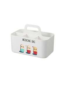 Minimalist 5-Compartment Carry-Along Storage Box With Various Pill-Motif Prints And Large Capacity, Stable Stackable Anti-Tip Design, Easy To Carry Large Capacity Portable Snack Box, Makeup Box, Office Desktop Organizer Basket, Kitchen Bathroom Handheld Basket - Multicolor - View 15