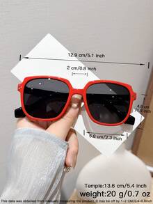 1PC 3-8Y Kids, Rivet Decor Square Frame With Silicone Temples, Chic Square Glasses, For Holiday Outdoor Trip & Daily Wear With Glasses Box - Multicolor - View 11