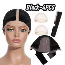 Headband & 2pcs High Definition Wig Caps, Breathable Elastic Adjustable Wig Caps, Suitable For Lace Front Wigs And Hairstyles, 3 Colors Available - View 9