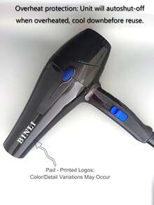 1 buah Pengering Rambut dengan Casing Tahan Guncangan Nilon, 2 Nozzle, Aliran Udara Tinggi, Kontrol Satu Tombol, Pengering Rambut Bertenaga Tinggi, Gaya Nozzle Acak, Steker Inggris - View 11