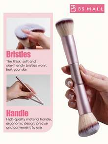BS-MALL 10pcs Dual-Ended Purple Makeup Brush Set With Pink Triangle Pouch And Puff, Precise Application, Non-Irritating, No Shedding - Mauve Purple - View 3