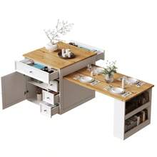 Extendable Kitchen Island (120-184) With Drawers And Casters, Mobile Kitchen Island With Wood-Look Tabletop, Versatile Counter Island Kitchen, Dining Room & Bar Counter, White/Black - White + MDF - View 11