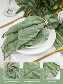 6/12/24/48pcs Gauze Cheese Cloth Napkins, 50 X 50cm Crinkled Dinner Napkins, Rustic Boho Table Decor Napkins For Wedding Party Events Home Dining - Green - View 4