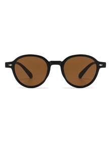 1 Pair Men's Black Round Minimalist Retro Street Style Casual Vacation Fashion Glasses - Black - View 4