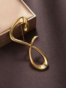 1pc Asymmetrical Geometric Metal Number 8 Brooch, European And American Style, Personalized Fashion Brooch For Women And Girls, Travel, Wedding, Party, Date, Outfit Accessory, Birthday, Christmas Gift - Gold - View 7