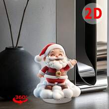 2D Flat 360° Rotating Acrylic Santa Claus Desktop Decoration With Stand, Red Set And White Cloud Design Holiday Centerpiece - A - View 8