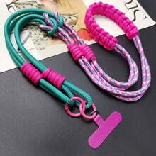 1PC Floral 2-Strand 3-In-1 Braided Crossbody Phone Lanyard, Adjustable Floral Braided Phone Strap, Dual-Use Crossbody Bag And Wrist Strap, Vibrant Color Durable Nylon, Suitable For All Phones, Perfect For Outdoor Activities, Metal Buckle, Random Color - Multi-color Woven Crossbody Strap - View 8