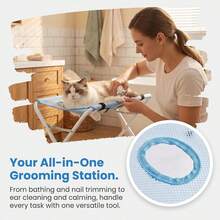 1PC Medium Sized Pet Grooming Hammock Ideal For Cats Dogs Equipped With Special Fixtures Perfect For Bathing Trimming Nail Clipping Grooming Supplies Cat Beds Puppy Keep On Dog Blanket Cat Supplies Happy Dog Puppy Essentials Dog Bed Blue - one-size - View 5
