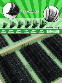 CMAYOME 684/720片假睫毛套組，高密度輕盈柔軟睫毛簇，適合初學者使用，歐美經典款，放大眼睛，適用日常、派對與角色扮演 - 彩色 - 查看 5
