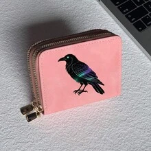 Crow Print Card Holder Lightweight Fashionable Wallet Suitable For Daily Use For Women Double Zipper Mini Wallet Purse Wallet Card Wallet - Multicolor - View 13
