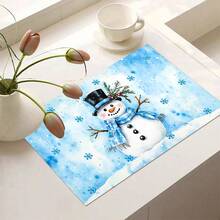 1pc Christmas Absorbent Mat, Christmas Snowman Pattern, Kitchen Countertop Absorbent Drying Mat, Coffee Machine Mat, Pour-Over Coffee Pot Mat, Dish Draining Mat, Non-Slip Heat-Resistant Kitchen Mat, Dining Table Mat, Breakfast Mat, Washing Machine Mat, Home Kitchen Dining Table Coffee Shop Bar Decor Mat, Holiday Party Housewarming Gift, Christmas Holiday Gift! - Multicolor - View 13