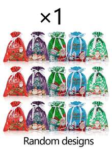 5pcs/1pc Christmas Theme Drawstring Gift Bags, Printed With "Merry Christmas", Snowman, Santa Claus And Reindeer Patterns, Suitable For Packaging Christmas Gifts, Souvenirs And Party Favors, Also Suitable For New Year Parties - One Size Fits All - View 12