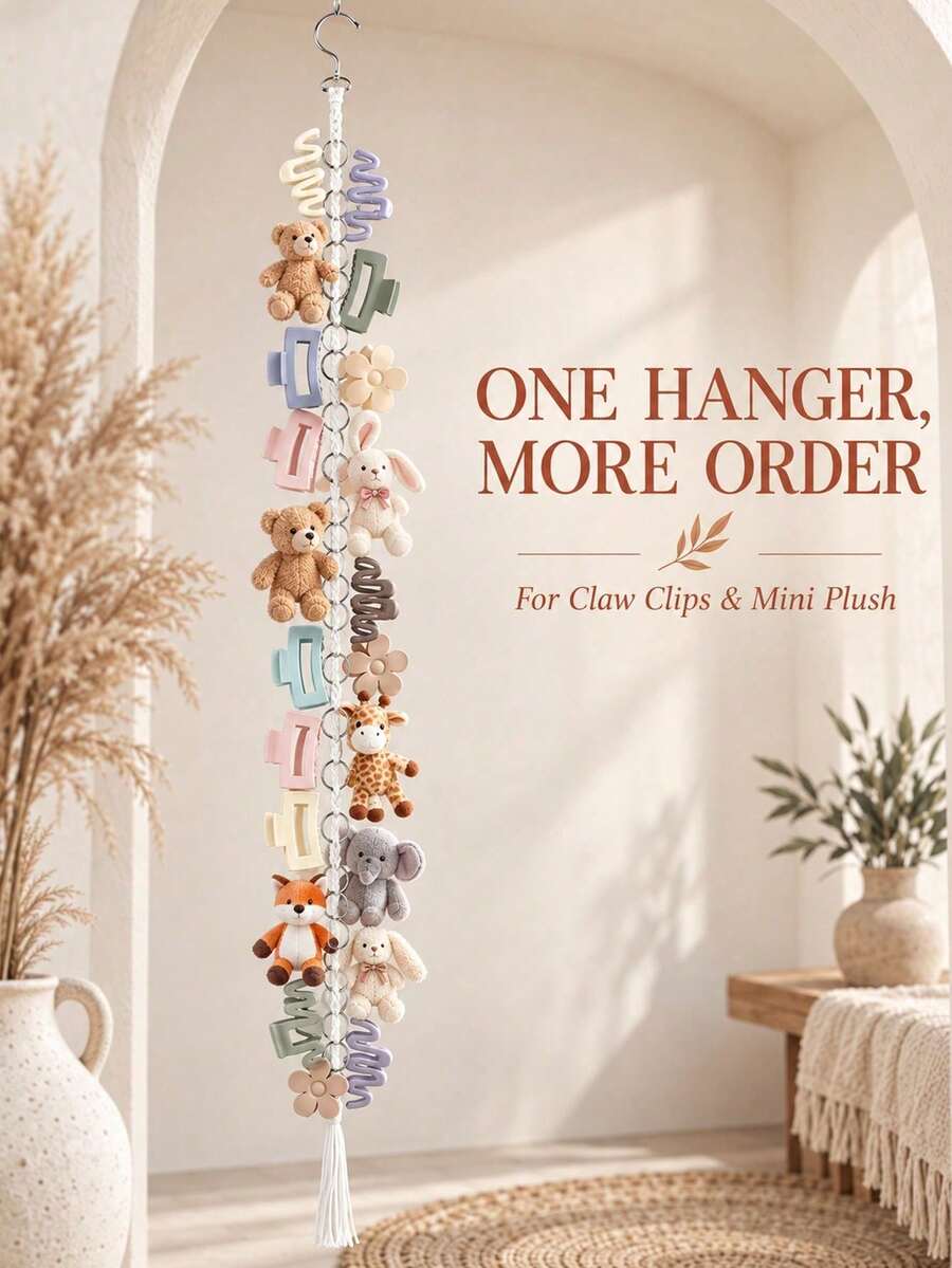 Hanging Hair Clip Storage Chain With 20 Metal Rings, Space-Saving Hair Accessory Organizer For Bedroom, Bathroom, Dorm, Suitable For Women And Teens, Halloween And Christmas Gift