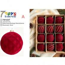 12PCS, Red Holiday Tree Decorations For Home Window Party/6cm Christmas Ornament Balls - 12 Pieces - View 8