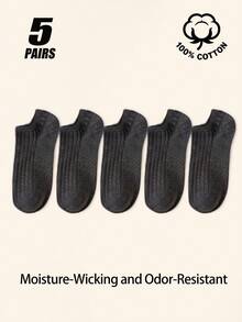 5 Pasang Kaos Kaki Wanita Katun Murni Tanpa Jahitan, Kaos Kaki Pendek Bergaris Warna Polos, Menyerap Keringat, Bernapas, Tahan Bau, Lembut, Kasual, Kaos Kaki Sepergelangan Kaki untuk Sehari-hari - MultiWarna - View 13