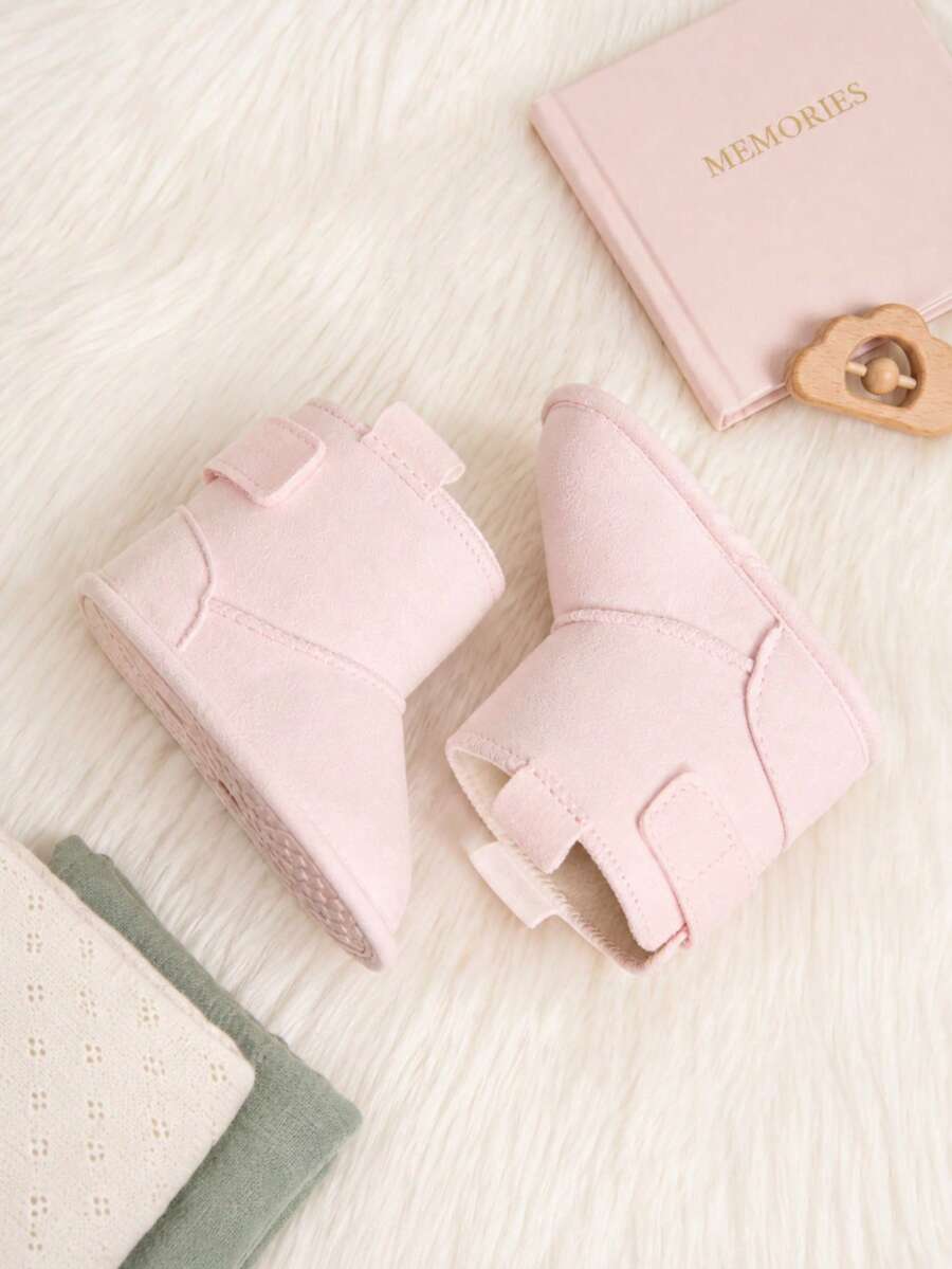 Infant Solid Color Ankle Boots, Autumn/Winter Warm Magic Tape Easy On/Off Indoor/Outdoor Small Boots