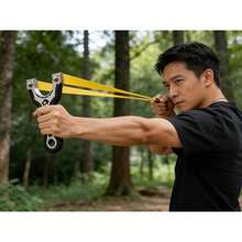 Stainless Steel Slingshot, Suitable For Outdoor Hunting And Target Practice, Heavy-Duty Hunting Slingshot With Rubber Bands, Random Rubber Band Color, Random Leather Pouch Color, Shape, And Size - A - View 5