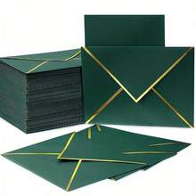 100pcs Invitation Envelopes, Wedding Invitations With Envelopes, Paper Envelopes, Western Style Gold Foil Double-Sided Printed C6 Envelopes, Size 13.5X18.5cm, Suitable For Graduation, Wedding, Birthday And Baby Shower - A - View 9