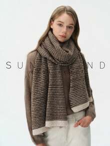 1pc Women's Solid Color Polyester Soft Skin-Friendly Warm Scarf For Daily Use - Coffee Brown - View 2