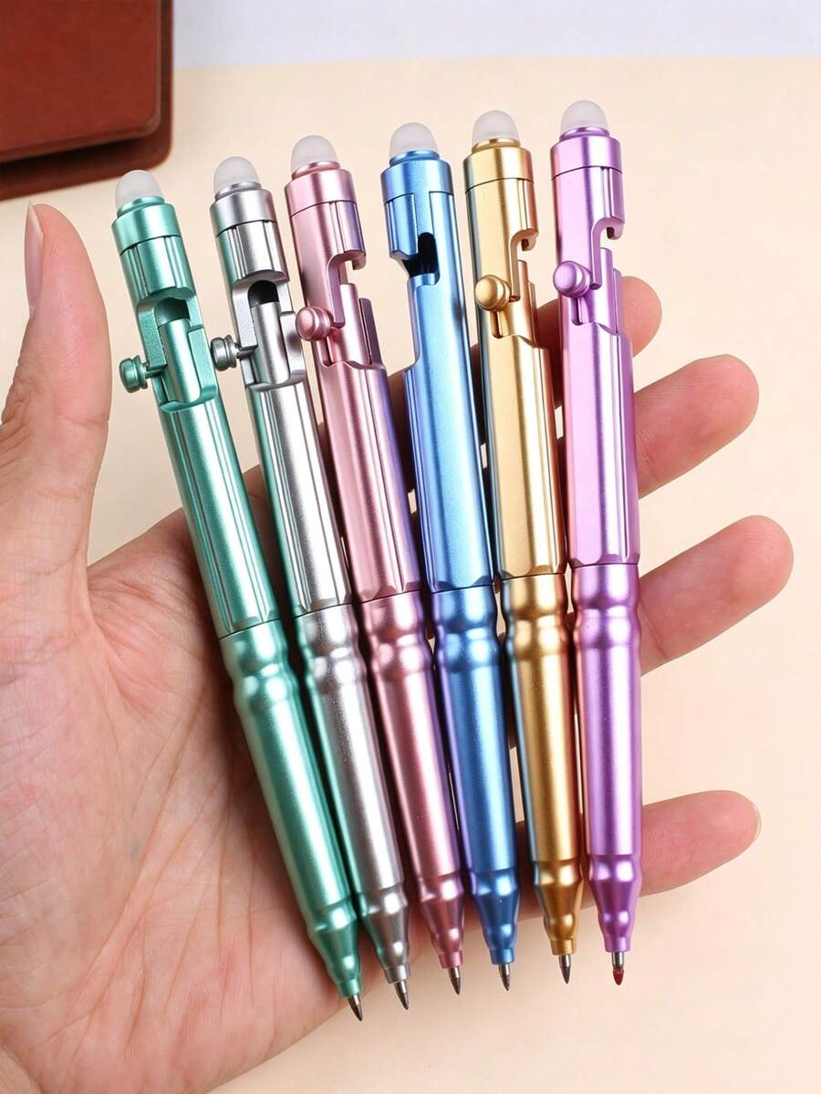 4pcs Creative Erasable Gel Pens, Comes With Erasable Tip, 0.5mm Ballpoint Pen, Retractable Comfortable Grip Writing Pen, Creative Erasable Metal Mechanical Pencil, Suitable For School, Office - Student, Artist Gift Set - Default - View 1