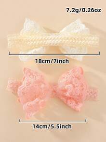 1/4pcs Embroidered Lace Bow Headband, High Elasticity Non-Tightening Baby Headband, Breathable Soft Comfortable Children's Hair Accessory, Suitable For Daily/Gathering/Party Use - Multicolor - View 5