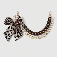 1pc Vintage Fashion Versatile Multicolor Leopard Print Bow Open Ring Chain DIY Keychain Bag Pendant, Suitable For Girls And Best Friends Daily Wear, Holiday Gift - Multicolor - View 6