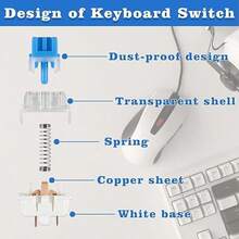 30/50/90pcs Blue Mechanical Keyboard Switches, 3-Pin MX Cross Stem, Crisp Click Sound, Suitable For Hot-Swappable Mechanical Keyboard Replacement And DIY Upgrade, Gaming, Typing, Office Use - View 5