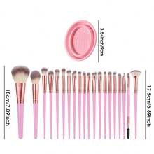 20pcs And 1pc Gift Makeup Brushes Set, Soft Dense Cosmetic Brushes For Foundation Powder Blush Eyeshadow Concealer Contour Highlight, Complete Face & Eye Makeup Brush Kit, Handles For Makeup Beginners And Daily & Party Makeup Application - Pink - View 3