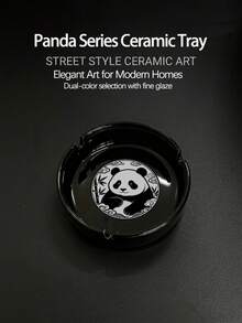 1pc Smooth Inner Wall Anti-Stain Black Ashtray, Easy To Clean With Water, Bedroom Coffee Table Storage Ashtray - Black - View 2