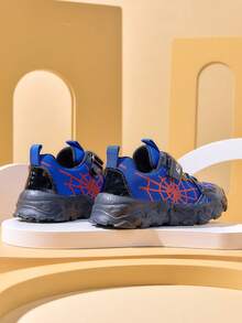 1 Pair Comfortable Fashionable Lightweight Breathable Baby & Kids Sports Shoes With Easy On/Off Strap Design, Suitable For Indoor/Outdoor All-Season Wear - Blue - View 5